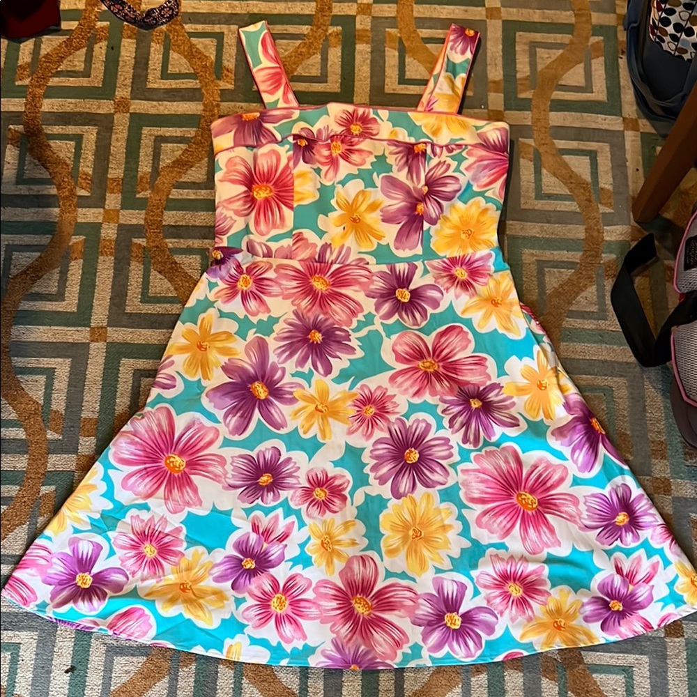 Scarlett blue and Pink Sleeveless Sundress